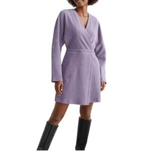 & Other Stories Light Purple Soft Corduroy Long Sleeve Mini Wrap Dress Medium